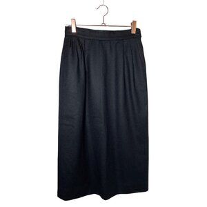 Vintage Pendleton Pencil Skirt Black Pure Virgin Wool Size 4 Petite Mid Length